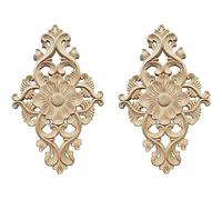 2 Piezas Madera Tallada Calcomanias, Madera Calcomanía, Calcomanía de Gabinete Tallada, Apliques Florales En Madera, para Muebles del Hogar, Gabinete de Pared (15 * 10.5cm)