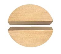 2 piezas Mango de madera Tiradores de cajón de Haya Manillas de armario de medio círculo pomos decorativos Manijas para puertas gabinete,armario de libros con tornillos (Double hole)