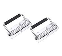 2 Piezas Mango Plegable de Hierro Negro para Caja, Asa Resorte | Reemplazo para Hardware de Caja de Herramientas y Baúl, Diseño Abatible, Transporte de Equipo