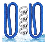 2 Piezas Manguera piscina 32mm,Manguera limpiafondos piscina azul,Manguera piscina,Tubo piscina con 4 abrazaderas metálicas,59x1.25 inch,Universal,Apto para todo tipo de bombas