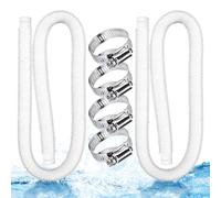 2 Piezas Manguera piscina 32mm,Manguera limpiafondos piscina Blanco,Manguera piscina,Tubo piscina con 4 abrazaderas metálicas,59x1.25 inch,Universal,Apto para todo tipo de bombas