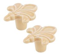 2 piezas Manijas En Forma de hoja de arce Armario Mango de cerámica Tiradores de porcelana para gabinetes Pomos de puerta niños Bonito Manillas para cajones,cocina (yellow)