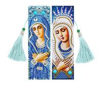 2 Piezas Marcadores Libro Pintura, Borla Cuero Marcapáginas, Bricolaje Pintura Diamante, para Día de Madre San Valentín (D)