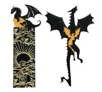 2 Piezas Marcapáginas Acrilico, Dragón Marcapaginas en Oro Negro, Marcadores Accesorios para Libros, Regalo para Lectores Adultos y Niños Entusiastas de La Lectura