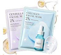 2 Piezas Mascarilla de Colágeno, con ácido hialurónico, Colágeno Mascarilla Facial Hidrogel para la reducción de arrugas, Hidratante, Antiarrugas, Reafirmay Mejora de la Piel