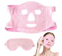 2 Piezas Maschera Ghiaccio Viso Con Maschera per Il Viso Caldo E Freddo Mascarilla Refrescante Reutilizable Para Ojos Que Reduce La Hinchazón La Presión Y Los Dolores De Cabeza (Rosa)