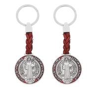 2 Piezas Medalla San Benito Llavero Católico Protección Metal Compacto Regalo Para Bolsos Coche Y Mochilas Accesorios