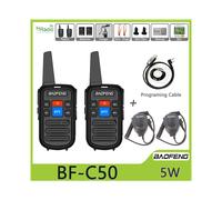 (2 piezas-Micrófono-Programa.) BF-C50 Mini Walkie Talkie UHF Dual PTT 5W Niños Woki Toki Cargador Tipo-C