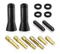 2 Piezas Mini Antena Corta, Antena de Coche Pequeña Universal Radio FM/Am Compatible con Vehículos Camiones SUV Instalación Rápida con Tornillos y Anillos de Goma, Repuesto Antena para Coche, 3,5 cm