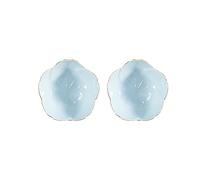 2 Piezas Mini Cuencos Postre, Mini Cuencos para Salsa Flores, Cuencos para Servir Bocadillos, Cuencos Cerámica, para Empezar, Salsa Tomate, Soja, Sushi, Salsa Soja, Vinagre (Azul)