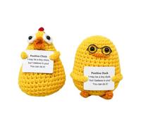 2 Piezas Mini Ganchillo Pollo Positivo,Ganchillo Pocket Hug Pato,Ganchillo Pato Positivo ,Positive Divertido con Tarjeta Energía Muñeca Positivo Pato Creativa de Energía Positiva Para El Ser Amado
