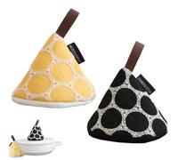 2 Piezas Mini Guantes Horno, Resistencia al Calor Guante de Cocina, Resistentes al Calor Agarraderas, para Cocinar y Hornear en la Cocina (Amarillo, Negro)