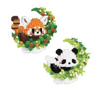 2 Piezas Mini Panda Rojo Bloques de Panda Rojo Building Blocks Construcción | Juguetes Niños , Bricks Animal Mini Bloques Construccion, Juego de Animales Figuras Building Blocks para Adultos Niños