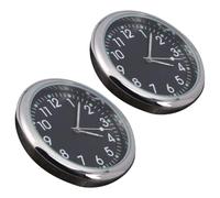 2 Piezas Mini Reloj Adhesivo Digital, Negro, Aluminio y Vidrio | Lectura Rápida en Baja Luz, sin Cableado, para Salpicadero y Rejillas del Vehículo