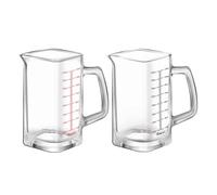 2 Piezas Mini Vaso Medidor, Vasos Medidores de Cristal, 120ml, Vasos Medidores Pequeños, para Cocina, Bar, Cóctel, Tequila, Vodka (Rojo, Negro)