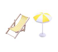 2 piezas, Miniatura de casa de muñecas de sombrilla de sol + adorno de de tumbona de playa, de de paisaje micro de playa y costa, Adorno de bricolaje, Un regalo de colección para y entusiastas