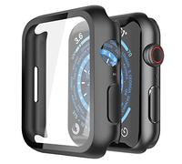 [2 Piezas] Misxi Funda con Cristal Templado Protector de Pantalla para Apple Watch Series 8 Series 7 45mm, HD PC Anti-Choque Ultradelgado Carcasa para iWatch, black