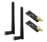 2 Piezas Módulos Transceptores Inalámbricos NRF24L01+ PA + LNA con Antena SMA, NRF24L01+PA+LNA 2.4G 1100m SMA Antenna Wireless Transceiver Communication Module, para Redes Punto a Punto y en Estrella