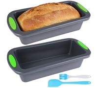 2 Piezas Molde Bizcocho Silicona Rectangular,28x12x6.5cm Molde de Silicona para Pan Rectangulars,Molde Bizcocho Rectangular Antiadherente Silicona,Sin Bpa,para Pasteles y Panes,Tostadas (Gris Oscuro)