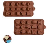 2 Piezas Molde de Chocolate y Silicona Antiadherente - 30 Formas para Bombones, DIY Cubitos de Hielo, Gelatina - Molde para Dulces