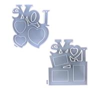 2 Piezas Molde de Marco de Fotos en Corazón DIY | Silicona Transparente, Desmoldeo Fácil y Antiadherente, Adecuado para Fotos, Yeso y Decoración de Fiestas