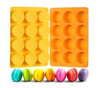 2 piezas Molde de silicona para galletas con chispas de chocolate，molde de silicona redondo，moldes para jabones，Adecuado para jaleas, muffins y moldes para tartas de queso（naranja + amarillo）