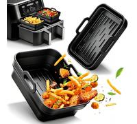 2 Piezas Molde de Silicona Plegable Airfryer para Ninja Foodi Max Dual Zone 9,5L AF400EU, Accesorios Freidora de Aire para Ninja Double Stack XL SL400EU, Bandeja Antiadherente Reutilizable, Sin BPA