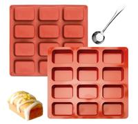 2 Piezas Molde De Silicona Rectangular De 12 Moldes Cavidades Rectangular Reposteria Se Utiliza Para Hacer Barras De Chocolate Brownies y Tartas De Queso