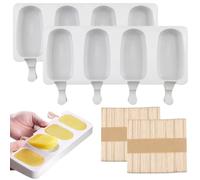 2 piezas Molde Helado Silicona,Molde Helado Con 100 Palos Madera,Moldes Paletas Chocolate,Molde Barra Helado,para Helados DIY Niños, para Chocolate Postre congelado