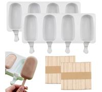 2 piezas Molde Helado Silicona,Molde Helado Con 100 Palos Madera,Moldes Paletas Chocolate,Molde Barra Helado,para Helados DIY Niños, para Chocolate Postre congelado