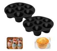 2 Piezas Molde Magdalenas Air Fryer, Molde Magdalenas Horno, Moldes de Silicona para Magdalenas, Muffins Moldes de Silicona para Freidora de Aire, para Cupcakes Brownies Tartas Pudding