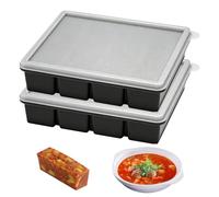 2 Piezas Molde Silicona De Grado Alimenticio Congelador Con Tapa, Tupper Silicona Compartimentos, Moldes Congelar Comida Porciones, 4 Rejillas, Libre De Bpa, Negro