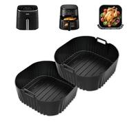 2 Piezas Molde Silicona Freidora de Aire, 23cm Caliente Air Fryer Accesorios Para Cosori 5,5L/6L/6,2L, Philips Série 2000 6.2L Na230/00,Accesorios Freidora de Aire,Recipiente Air Fryer
