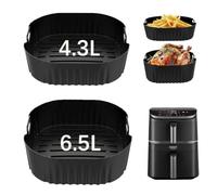 2 Piezas Molde Silicona Freidora de Aire para COSORI Turbo Tower Pro 10.8L Freidora de Aire Double Stack/CAF-DC112-ADE (6.5L y 4.3L) Olla interior reutilizable de silicona para freidoras sin aceite