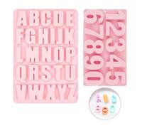 2 Piezas Molde Silicona Letras, Molde 3D Alfabeto de Silicona para Chocolate, Fondant, Vela, Making Tray DIY Molde de Horneado para Decoración de Pastel Postre (Rosa)
