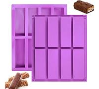 2 Piezas Molde Silicona Rectangular Chocolate,Molde Rectangular Galletas,8 Cavidades Silicona Moldes,Puede Hacer Muffins,Brownies,Pan De Maíz,Pasteles De Queso,Pudines,Pasteles,Jabones