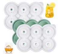 2 Piezas Moldes de Cubitos de Hielo Redondos,Cubitera Silicona con Tapa de Embudo,Cubiteras para Hielo con Tapa,Bandeja para Cubitos de Hielo Esféricos para Cócteles,Whisky,Vino,Frutas,Jugo,Sin BPA