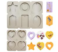 2 Piezas Moldes de Jabón de Silicona 6/4 Cavidades Moldes Hacer Jabón con Agujero Molde de Silicona para Jabones Reutilizable para DIY Manualidades, Colgante de Aromaterapia (8 Formas/Gris)