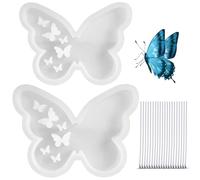 2 Piezas Moldes de Mariposa de Pascua Manualidades, Reutilizable Molde de Escayola Mariposa con Alambre para Mecha de Vela, Mariposa Forma Moldes de Silicona para Resina Epoxi
