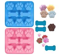 2 Piezas Moldes de Silicona, Moldes De Silicona Para Patas Y Huesos De Perro, Fácil de Desmoldar, Molde de Chocolate de Pata para Galletas, Golosinas, Dulces, Chocolate y Caramelos