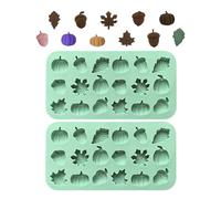 2 piezas Moldes De Silicona Para Otoño, 18 Cavidades Moldes Con Forma De Calabaza, Piña Y Hojas Arce, Mini Molde 3D Chocolate, Molde Silicona Reposteria, Moldesilicona Para Velas, Dulces, Halloween