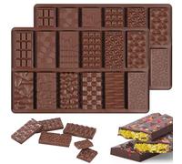 2 Piezas Moldes para Chocolate de Silicona, Tableta y Turrón, Profundos, para Hacer Chocolate (A)