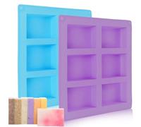 2 Piezas Moldes para Jabones, Moldes Jabones Artesanales, Moldes Silicona Jabon Rectangular, Antiadhésif Moldes de Silicona para Jabon, Moldes de Silicona Para Hacer Jabones, Hielo, Resina Artesanía
