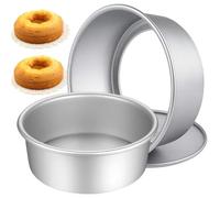 2 Piezas Moldes para Pasteles Redondos de Aluminio,8 Pulgadas Molde para Pastel Redondo de Aluminio Anodizado,Base Desmontable Bandeja Plata,Molde de Pastel Redondo,para Boda,Cumpleaños,Fiestas