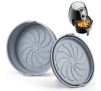 2 Piezas Moldes Silicona Air Fryer, 20 cm Recipiente Airfryer Reutilizables y Plegables con Asas, Utensilios de Cocina para Freidoras de Aire, Horno y Microondas