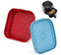 2 Piezas Moldes Silicona Air Fryer, Recipiente Airfryer Reutilizables y Plegables con Asas, Utensilios de Cocina para Freidoras de Aire, Horno y Microondas