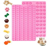2 Piezas Moldes Silicona Huesos Galletas, Mini Molde de Hueso de Perro + Molde Silicona Pata de Perro, Antiadherentes, Sin Bisfenol A, Moldes de Silicona Huesos para Galletas, Chocolate y Más.