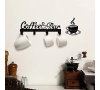 2 piezas montado en la pared soporte de metal para tazas con 4 ganchos, barra de café, moderno colgador de pared, organizador de tazas de metal montado en la pared, estante de metal para café, bar,