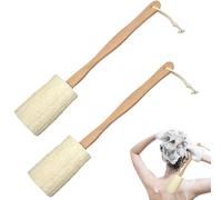2 piezas mugoh para la espalda, brote de mugo de mugo de brote de 14.6 pulgadas exfoliantes de espalda hacia atrás para la ducha loofá natural con mango de madera y cepillo de ducha de cuerda para ho