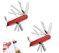 2 Piezas Navaja Multiusos Plegable de Bolsillo, Mini Suiza Con 11 Funciones (Roja)